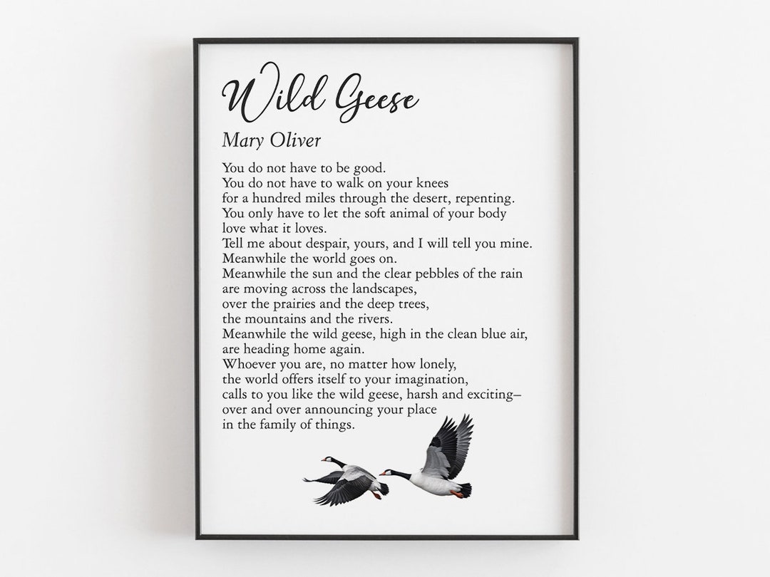 Wild Geese Poem Mary Oliver Printable, Nature Literary Poetry Print