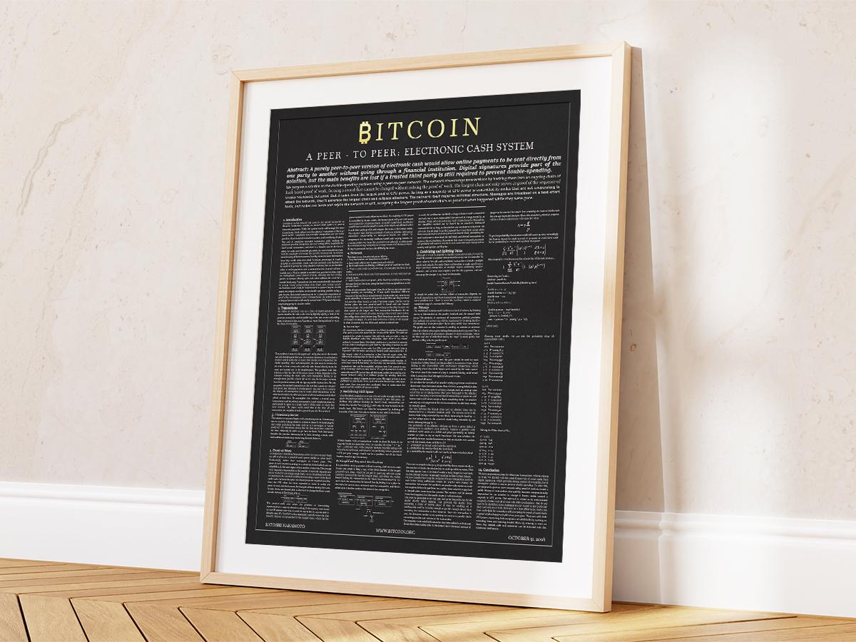 ビットコインホワイトペーパーの詳細 -  サトシの印刷可能、デジタルダウンロード、暗号通貨ウォールアートブロックチェーンテクノロジー装飾、技術愛好家へのギフト