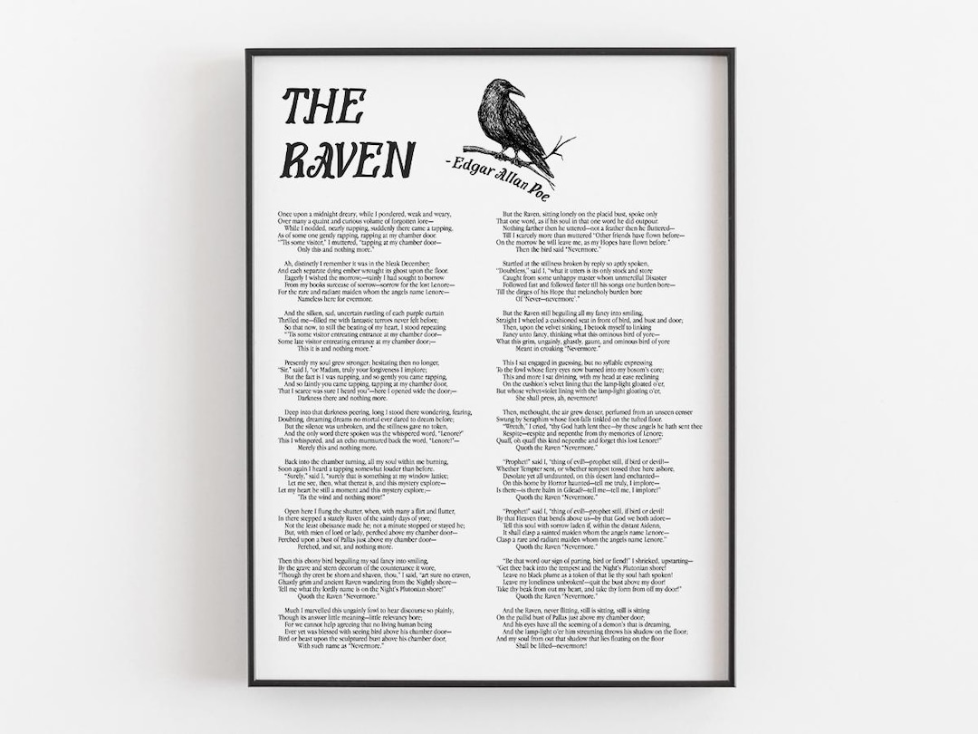 The Raven Full Version Poem - Edgar Allan Poe Printable, Digital ...