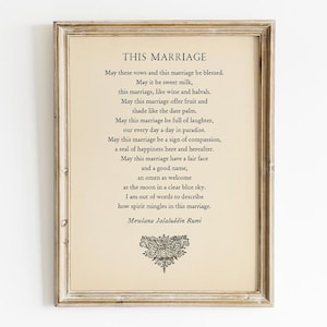 Diese Ehe Gedicht Rumi druckbare, Hochzeit Gelübde Wünsche, digitaler Download, Zeremonie Segen Wandkunst, Haus Liebe Dekor, Bräutigam Braut Geschenk