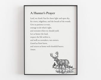 A Hunter Prayer - Lord We Thank Printable, Digital Download, Inspiration Deer Wall Art Christmas Farmhouse Decor Vintage Hunting Father Gift