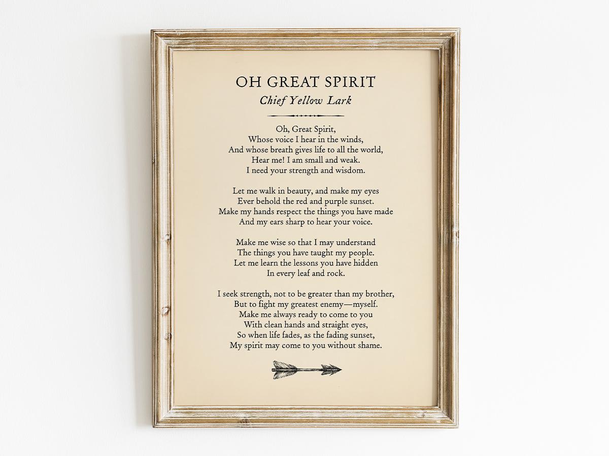 Oh Great Spirit - Native American Prayer Chief Yellow Lark