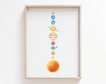 Solar System Printable, Digital Download, Minimalist Space Planets, Montessori Education Wall Art, Kid Classroom Decor, Science Nursery Gift
