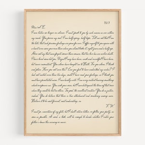 Persuasión Frederick Wentworth Carta de amor que perforas mi alma - Jane Austen imprimible, descarga digital, arte literario de la pared, decoración del amor, regalo