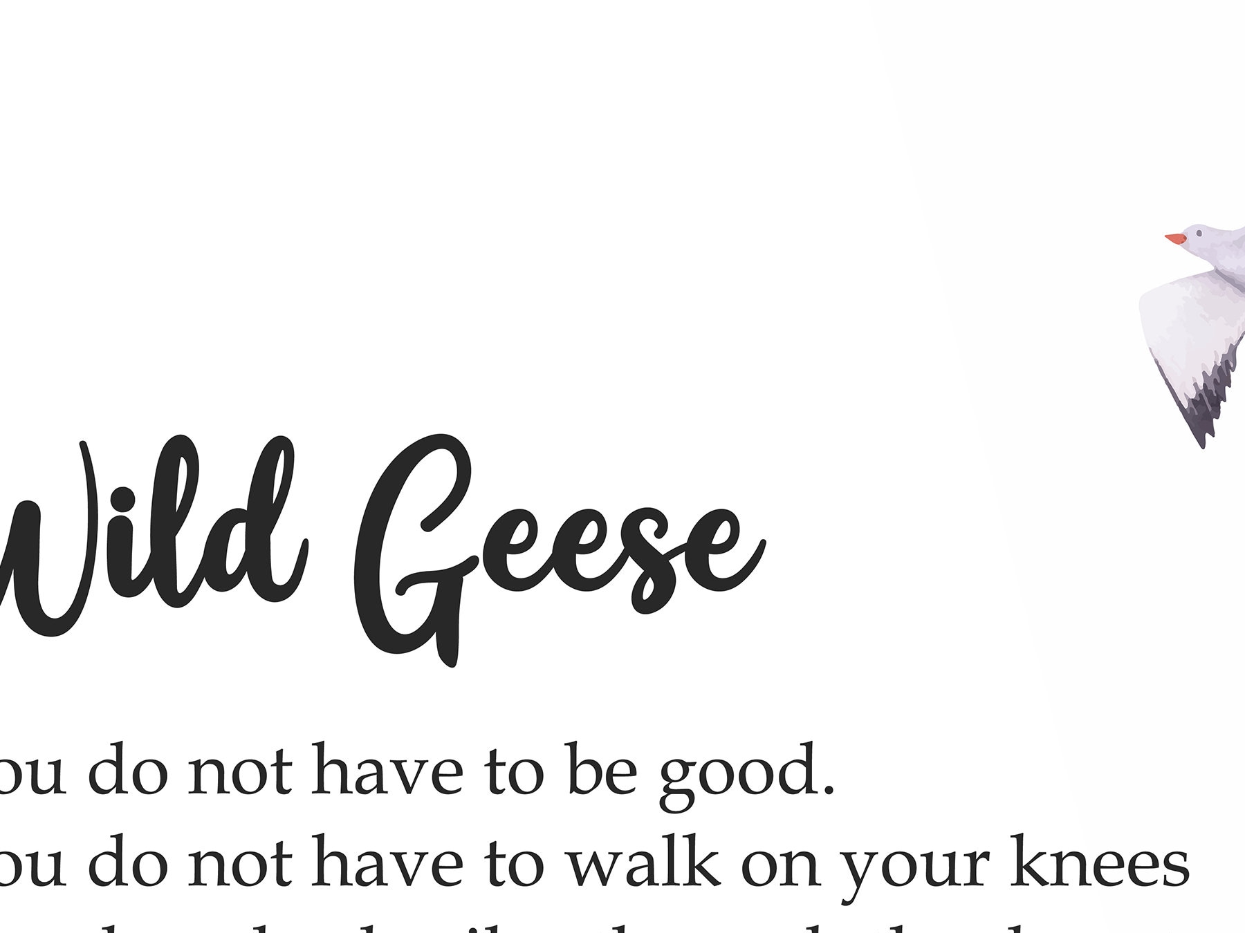 Wild Geese Poem by Mary Oliver Printable, Typography Poetry Print