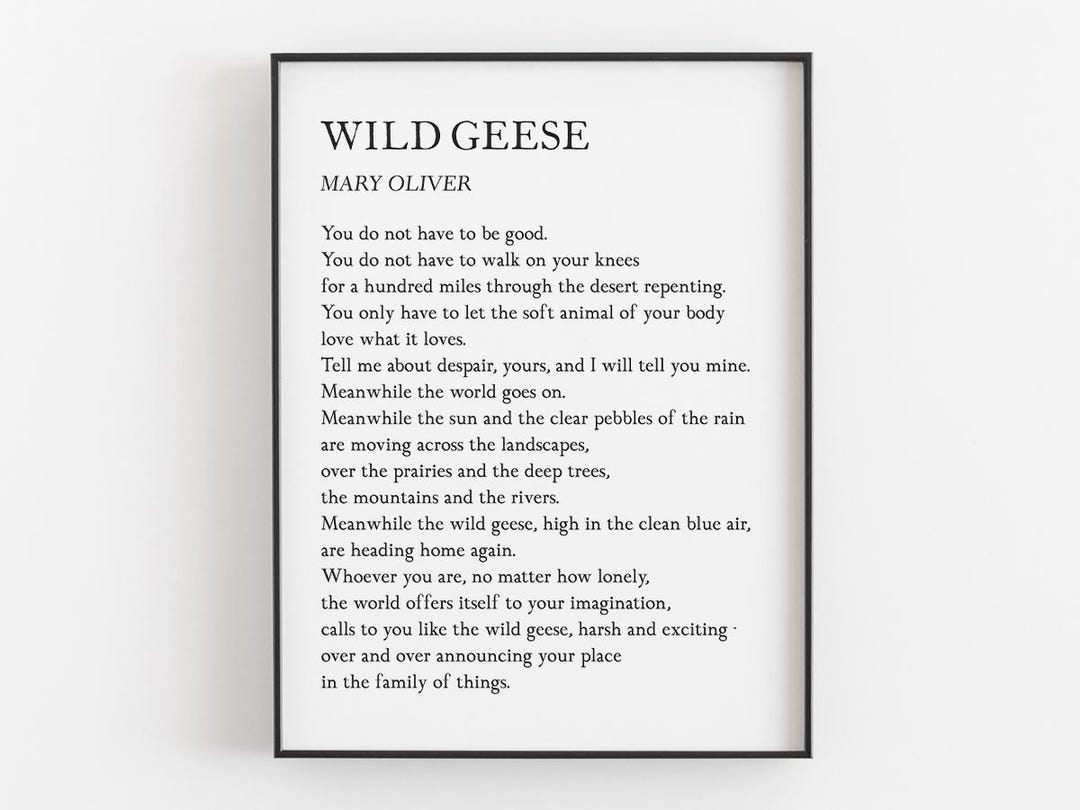 Wild Geese Poem by Mary Oliver Printable, Literary Poetry Print