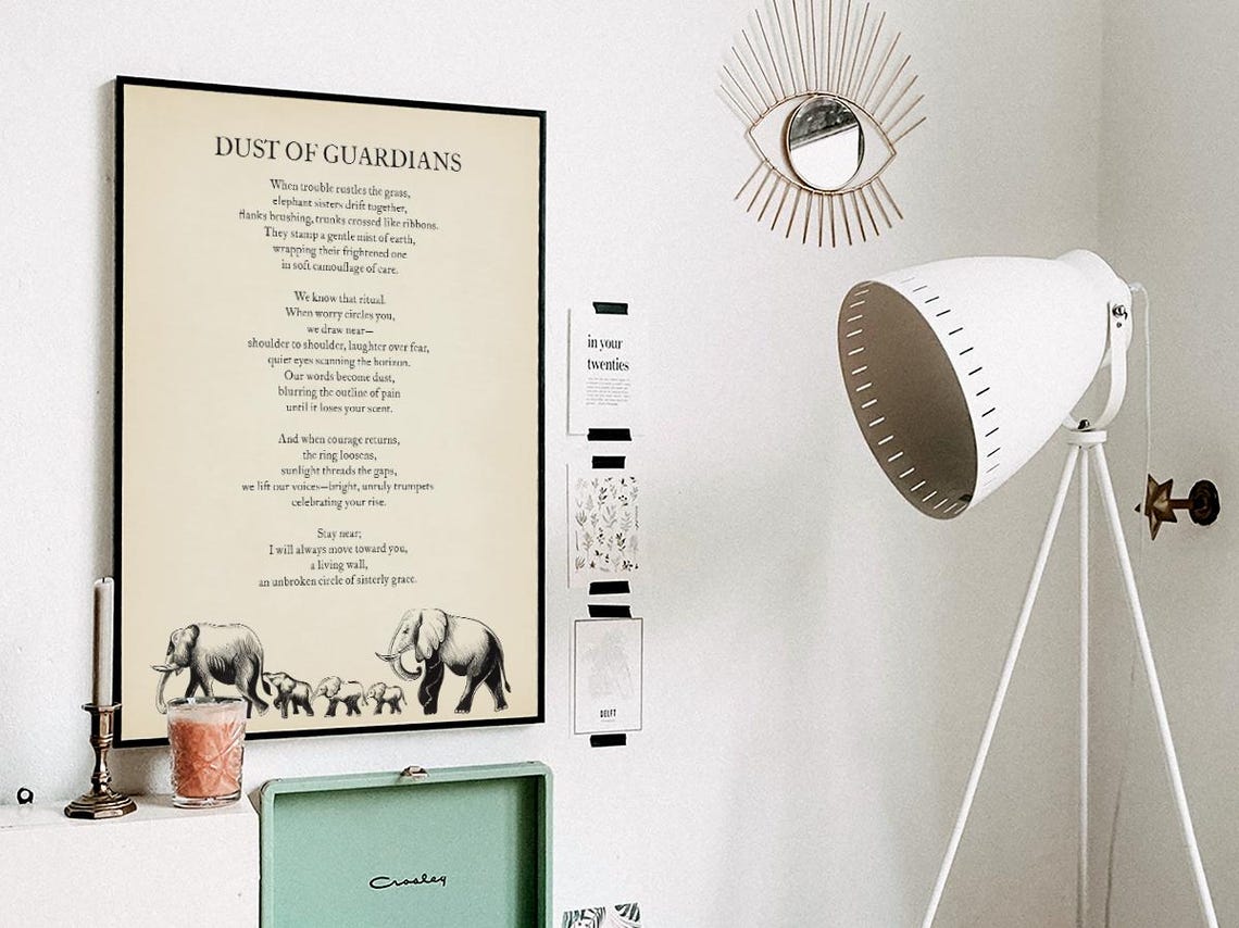Elephant Dust of Guardians Poem Printable, Digital Download, Sisterhood