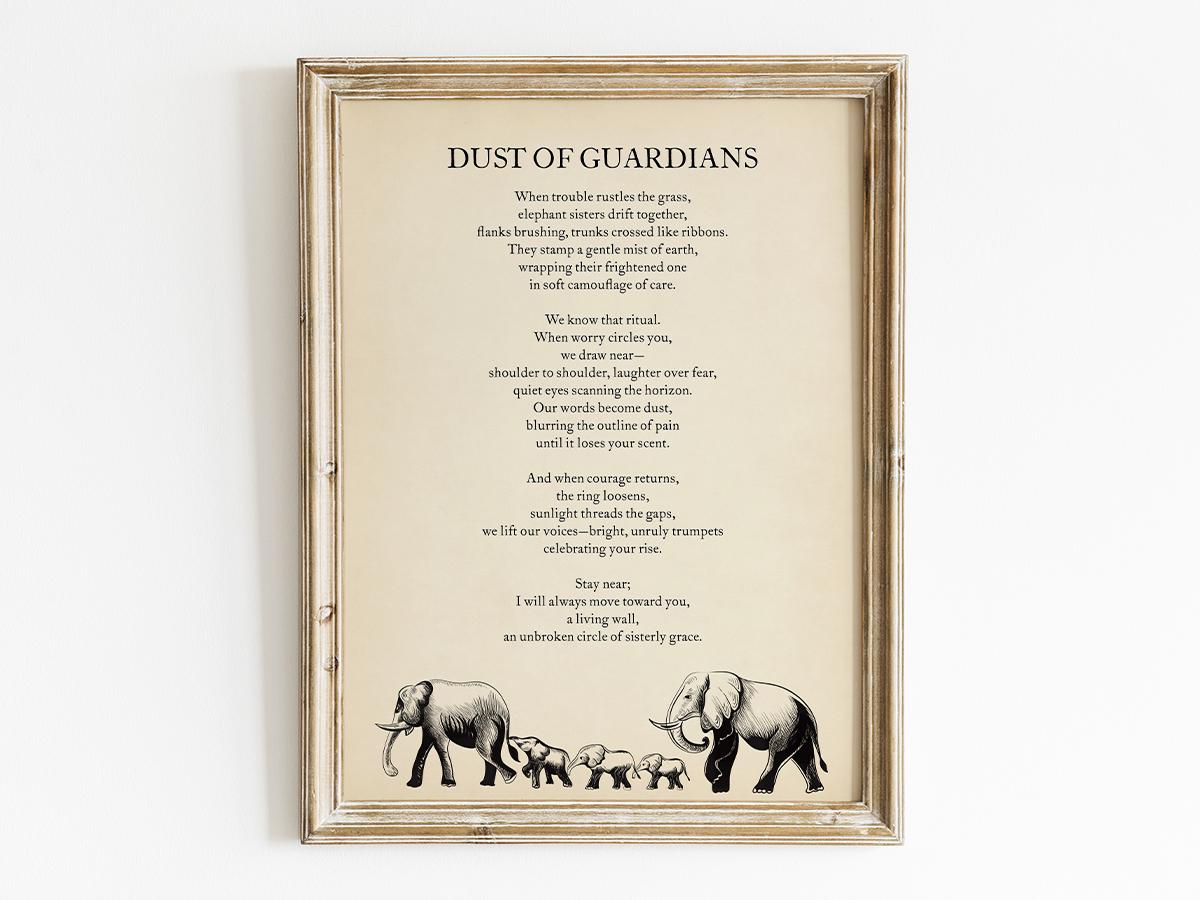 elephant dust of guardians poem printable, digital download