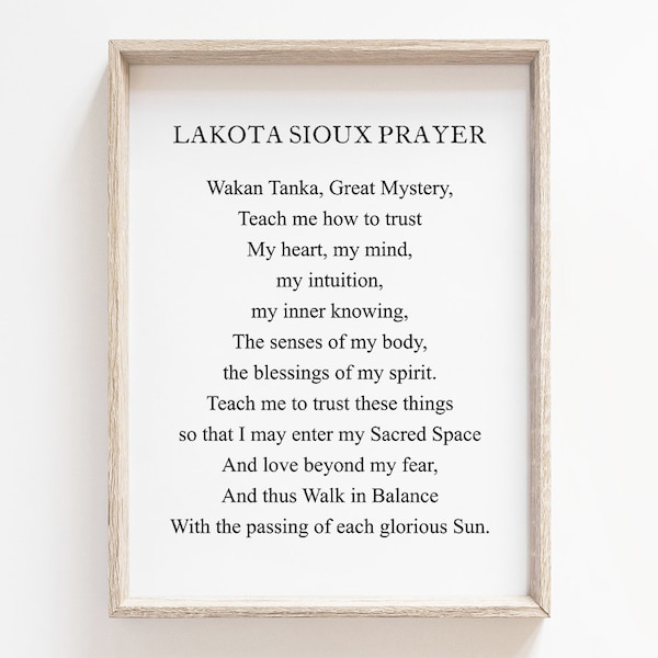 Lakota Sioux Prayer - Teach Me How To Trust Printable, Digital Download, Native Indian American Wall Art, Typography Decor, Cherokee Gift