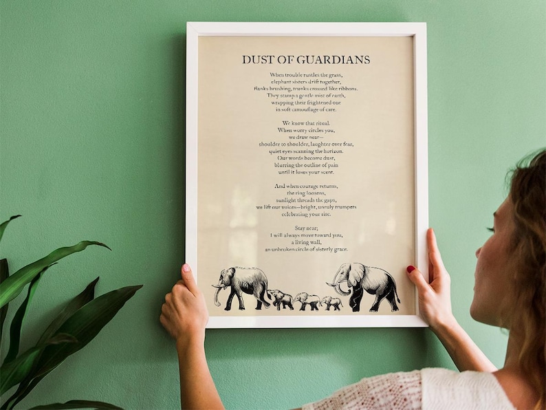 Elephant Dust of Guardians Poem Printable, Digital Download, Sisterhood