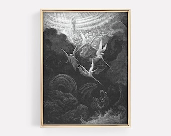 Revelation 12 The Virgin Mary is Crowned Gustave Doré Printable, Digital Download, Heaven Catholic Wall Art, Dark Academia Decor Gothic Gift