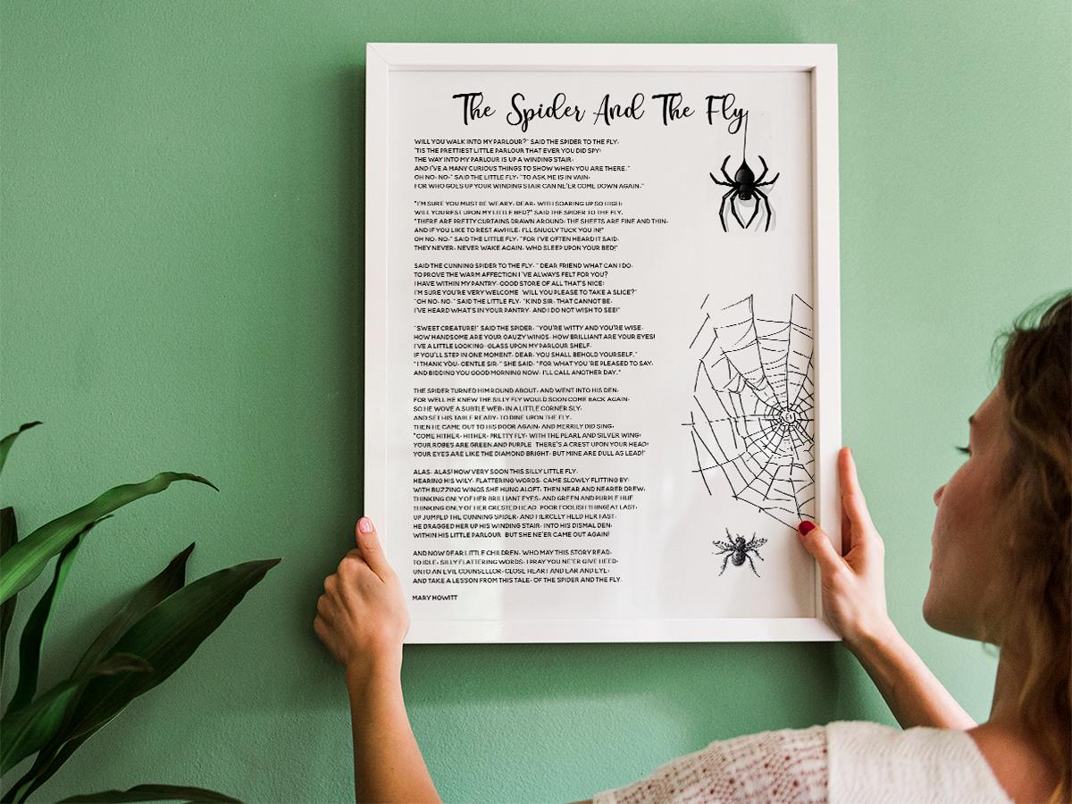 The Spider and the Fly Poem Mary Howitt Printable, Digital Download, Kids  Moral Advice Poetry Wall Art, Value Education Decor, Children Gift - Etsy  Sweden, image size:1200x900
