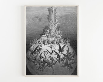 Satan Presiding at the Infernal Council Gustave Doré Printable, Digital Download, Paradise Lost Wall Art, Dark Academia Decor, Gothic Gift