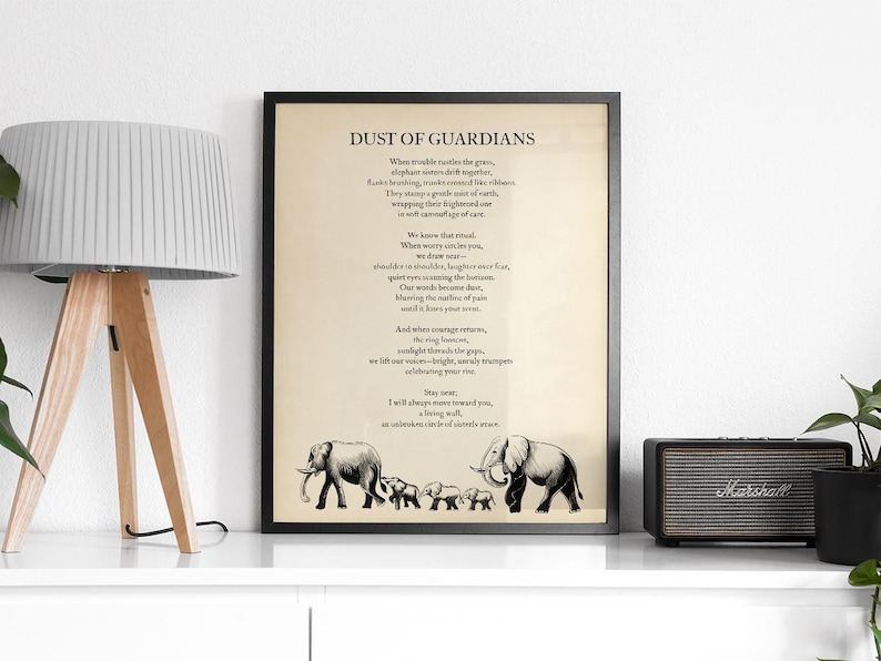 Elephant Dust of Guardians Poem Printable, Digital Download, Sisterhood