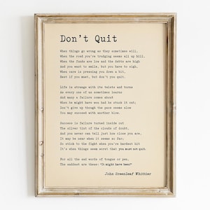 Don't Quit Poem John Greenleaf Whittier Printable, Vintage Success Poetry Wall Art Digital Download, Triumph Classroom Decor Graduation Gift