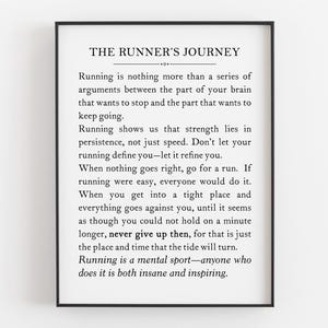 Citazione sulla corsa stampabile, arte murale motivazionale per la maratona, fanatico del fitness, decorazione tipografica di ispirazione sportiva per l&#39;allenamento degli atleti, regalo per i corridori