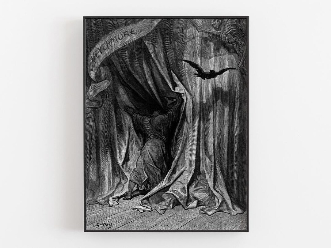 The Raven Nevermore - Edgar Allan Poe - Gustave Doré Printable, Digital ...