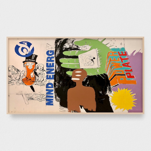 Téléviseur Samsung Frame - Mind Energy par Jean Michel Basquiat et Andy Warhol, exposition d'oeuvres d'art, décoration murale pour téléviseur Basquiat, cadeau fan art, téléviseur 4K Warhol
