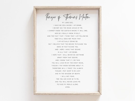 Prayer Of Trust By Thomas Merton Printable, Faith Print, Digital Download, Baptism Wall Art, Christian Typography Decor, Confirmation Gift