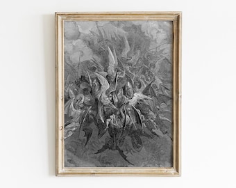 Rebel Angels Gustave Doré Printable, Digital Download, Paradise Lost, Milton Drawing Wall Art, Dark Academia Decor, Gothic Book Lover Gift
