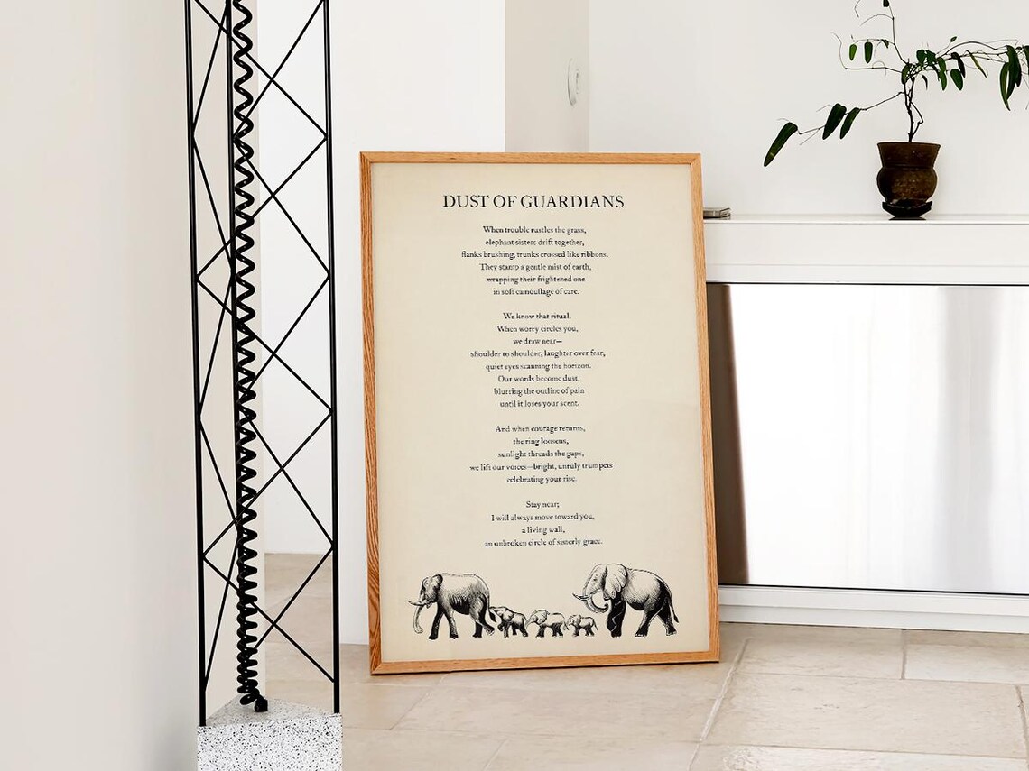 Elephant Dust of Guardians Poem Printable, Digital Download, Sisterhood