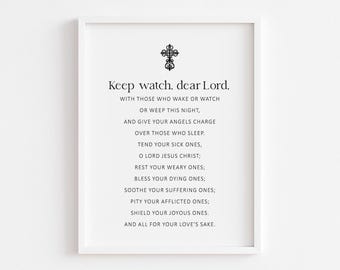 Compline Prayer Keep Watch Dear Lord Printable, Digital Download, Book of Common Prayer Wall Art, Scripture Home Sleep Decor, Christian Gift