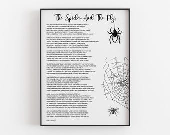 The Spider and The Fly Poem Mary Howitt Printable, Digital Download, Kids Moral Advice Poetry Wall Art, Value Education Decor, Children Gift
