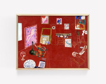 The Red Studio by Henri Matisse, Exhibition Poster Printable, Painting Wall Art, Student Gifts, Museum Print, Matisse Artwork, Artist Decor