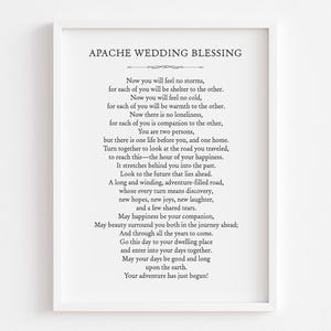 Apache Wedding Blessing Now You Will Feel No Storm Printable, Digital Download, Native American prayer Wall Art, Marriage Vows Decor, Gift