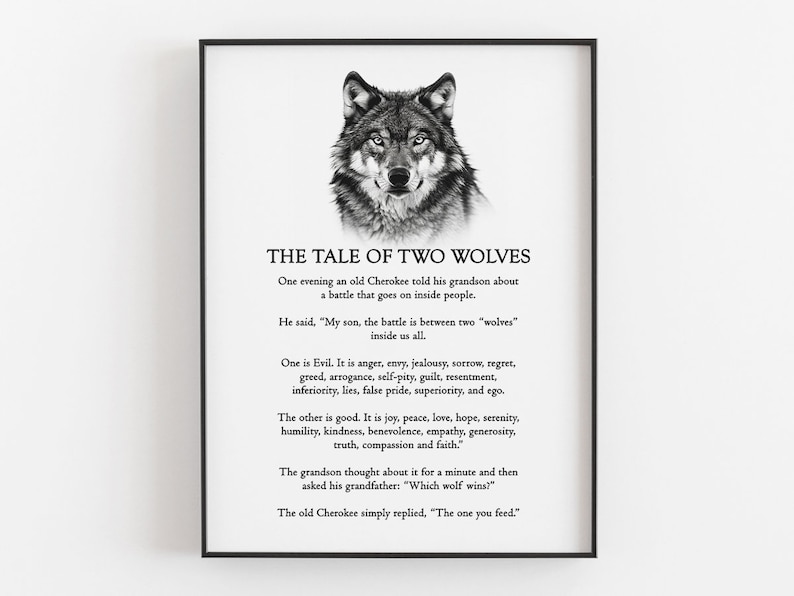 Tale Of Two Wolves The Tale of Two Wolves - Cherokee Legend Printable, Motivational Print ...