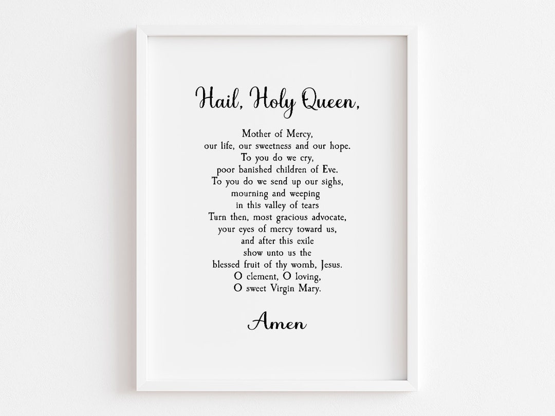 Hail Holy Queen Prayer Printable, Catholic Print, Digital Download ...