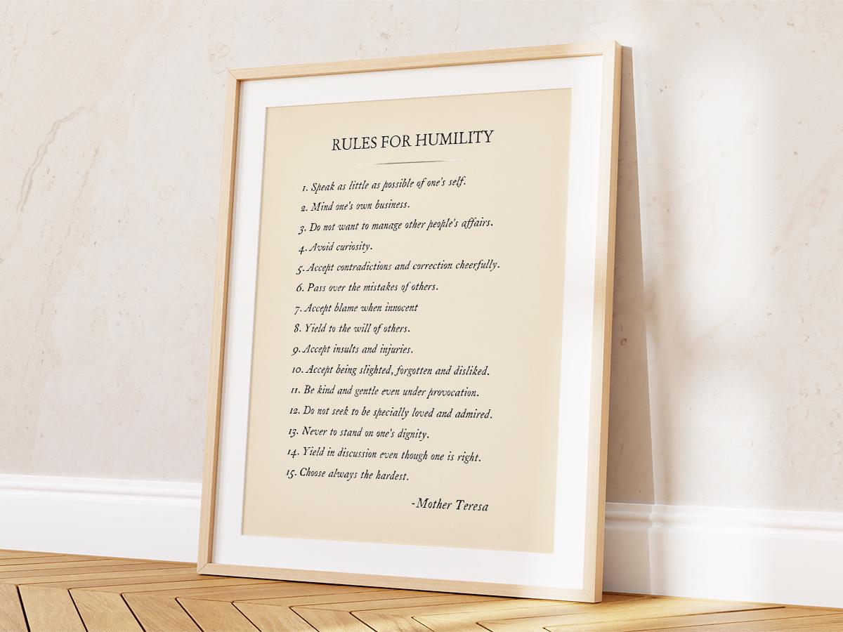 Rules for Humility by Mother Teresa Printable, Digital Download, Be ...