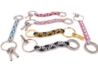 Add-on matching Chainmaille Keychain for Locking Designs from MailleAndCrystals, Black, Gold and Silver Keychains, Ultra Special Price