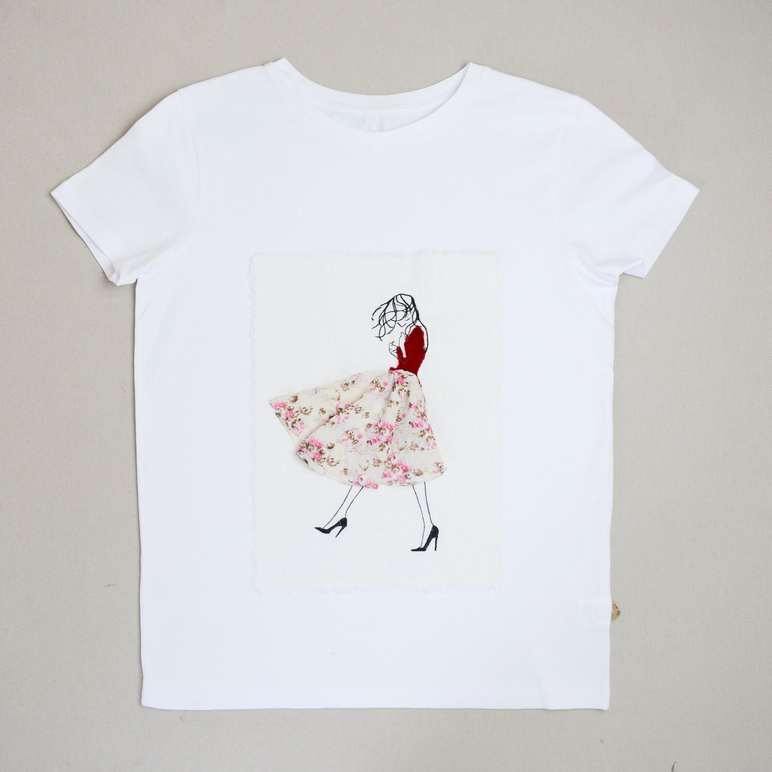 Embroidered Tshirt Women Cute Girl Shirt With Embroidery 3D Etsy