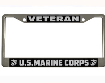 Marine Corps Marines Veteran Military License Plate Frame Holder Black U.S