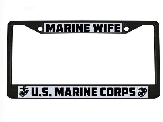 U.S VETERAN USMC Military Metal Motorcycle License Plate Frame Tag