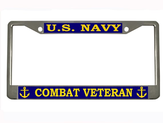 US NAVY COMBAT VETERAN Metal Auto License Plate Frame Car Tag Holder
