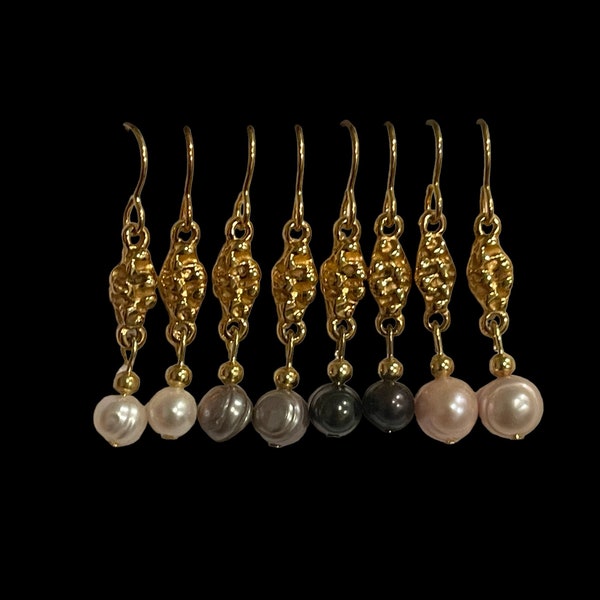 Vintage Gold Filagree and Pearl or Crystal Cascade Earrings.