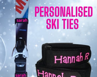 Pair of Personalised Ski ties, Custom printed ski ties, Unique personalised ski gift, custom printed ski accessories