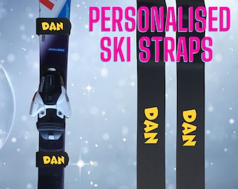 Premium Ski Straps with Rubber Pad - Keep Your Skis in Perfect Condition, Custom printed ski straps, personalised ski gift,  ski accessories