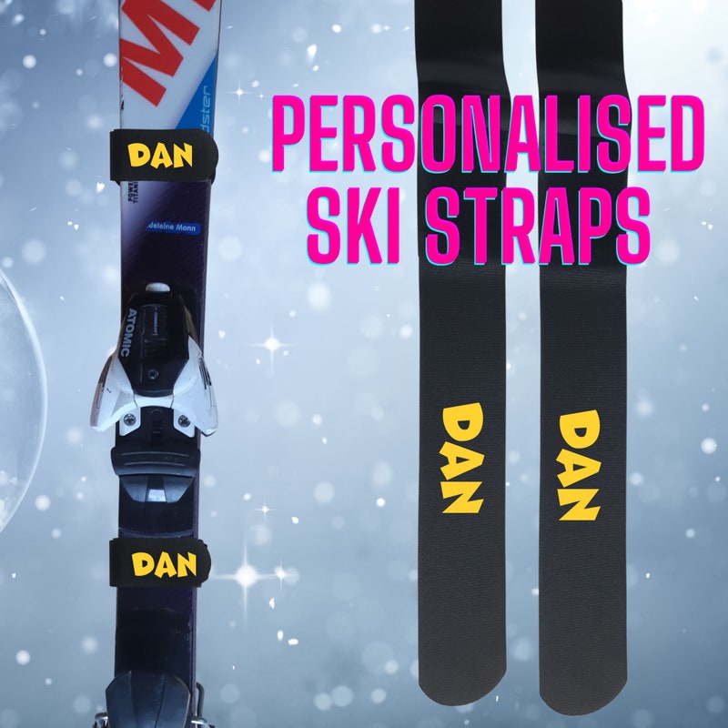 (2 Per Pack)Australia Premium Ski Straps with Rubber Pad - Keep Your Skis in Perfect Condition, Custom printed ski straps, personalised ski gift,  ski accessories