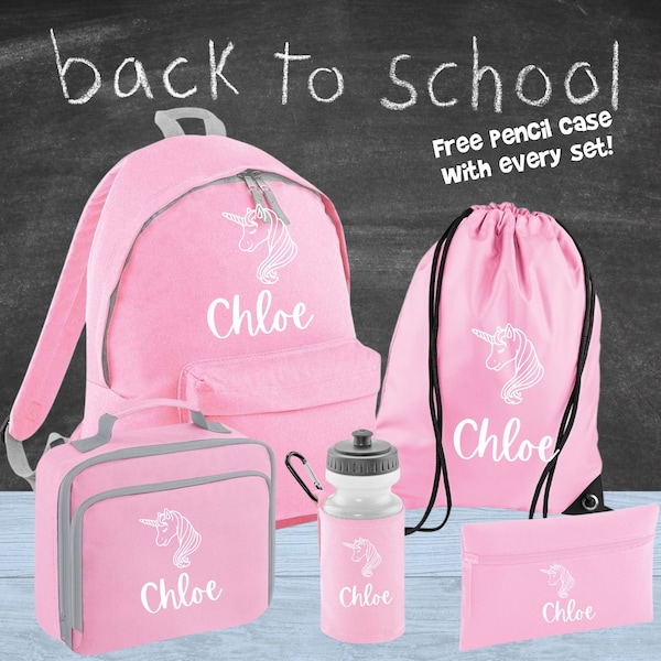 Personalised Back to School Set, Customised Lunch Box, Custom Water Bottle, Personalised Back Pack, Nursery Lunch Box, Nursery Back Pack