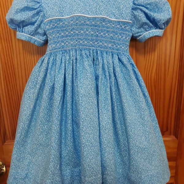 Blue Floral Smocked Dress 3T