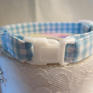 Blue gingham soft cat collar image 1