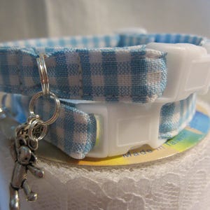 Blue gingham soft cat collar image 5