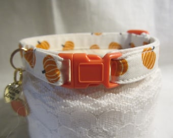 Tossed Pumpkins Cat Collar, Breakaway Buckle, Autumn Halloween Collar
