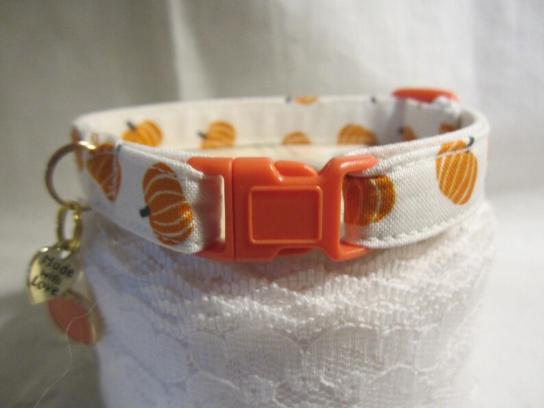 Tossed Pumpkins Cat Collar, Breakaway Buckle, Autumn Halloween Collar image 1