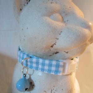 Blue gingham soft cat collar image 4
