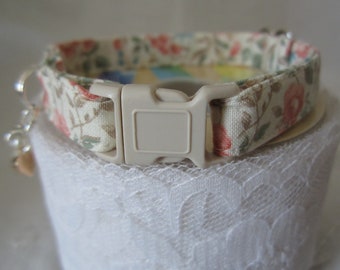 Classic Rose Cat Collar, Shabby Chic Style, Breakaway Buckle