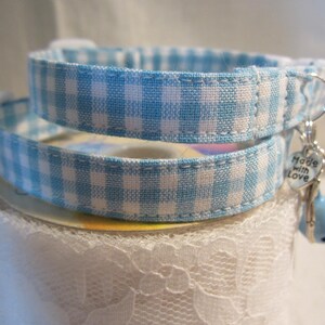Blue gingham soft cat collar image 6